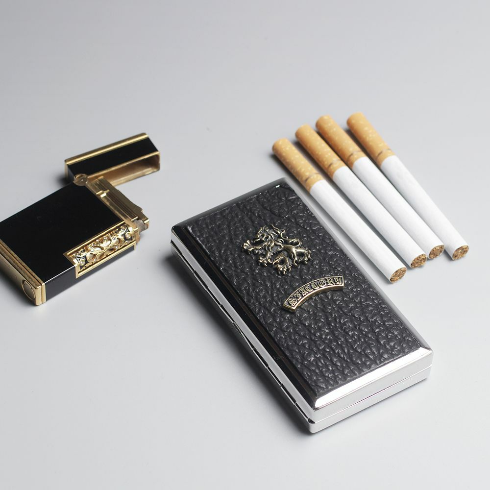 メタルシガレットケース 12本タイプ シャークレザー（サメ革）│メンズ
