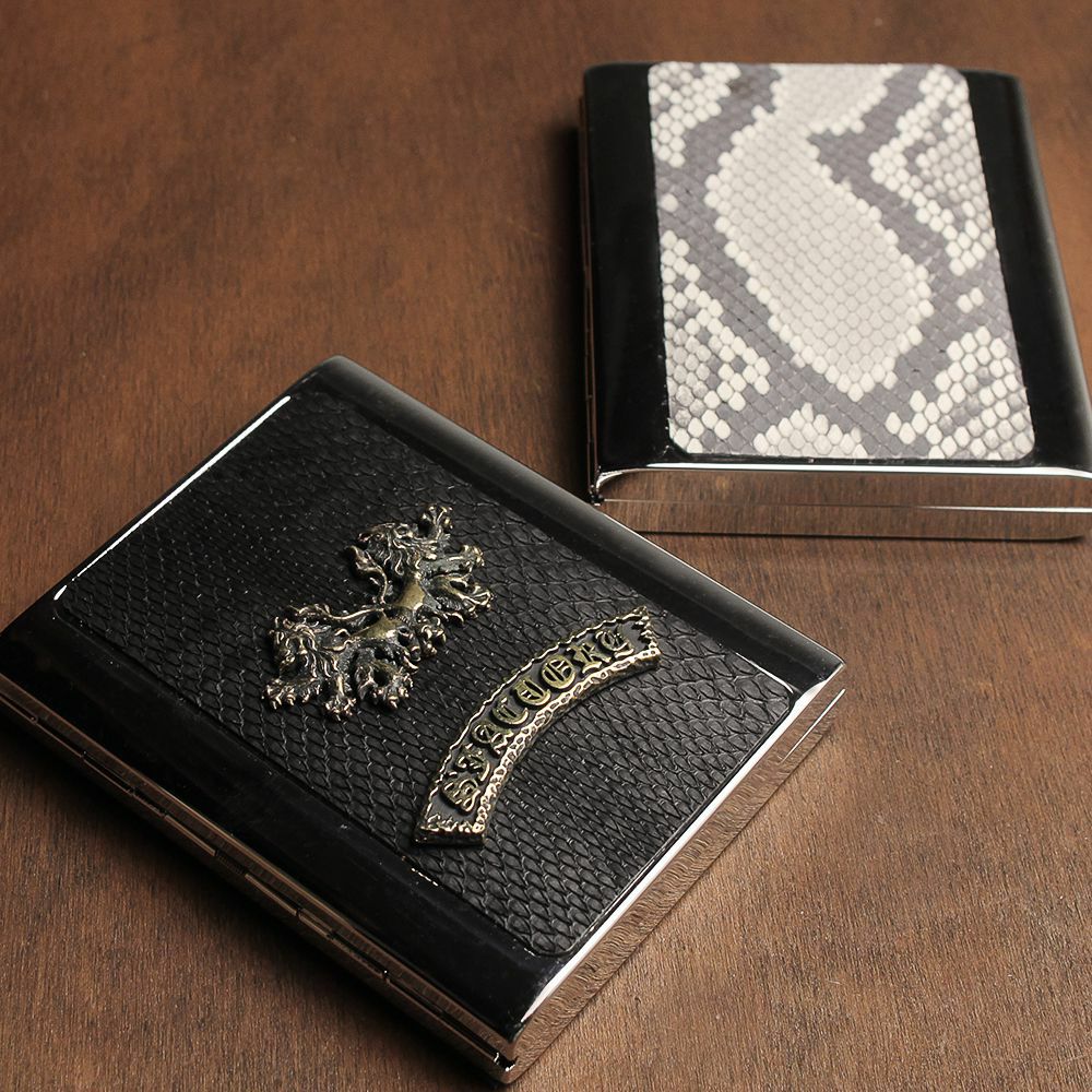 メタルシガレットケース 20本タイプ パイソンレザー（ヘビ革）│メンズ