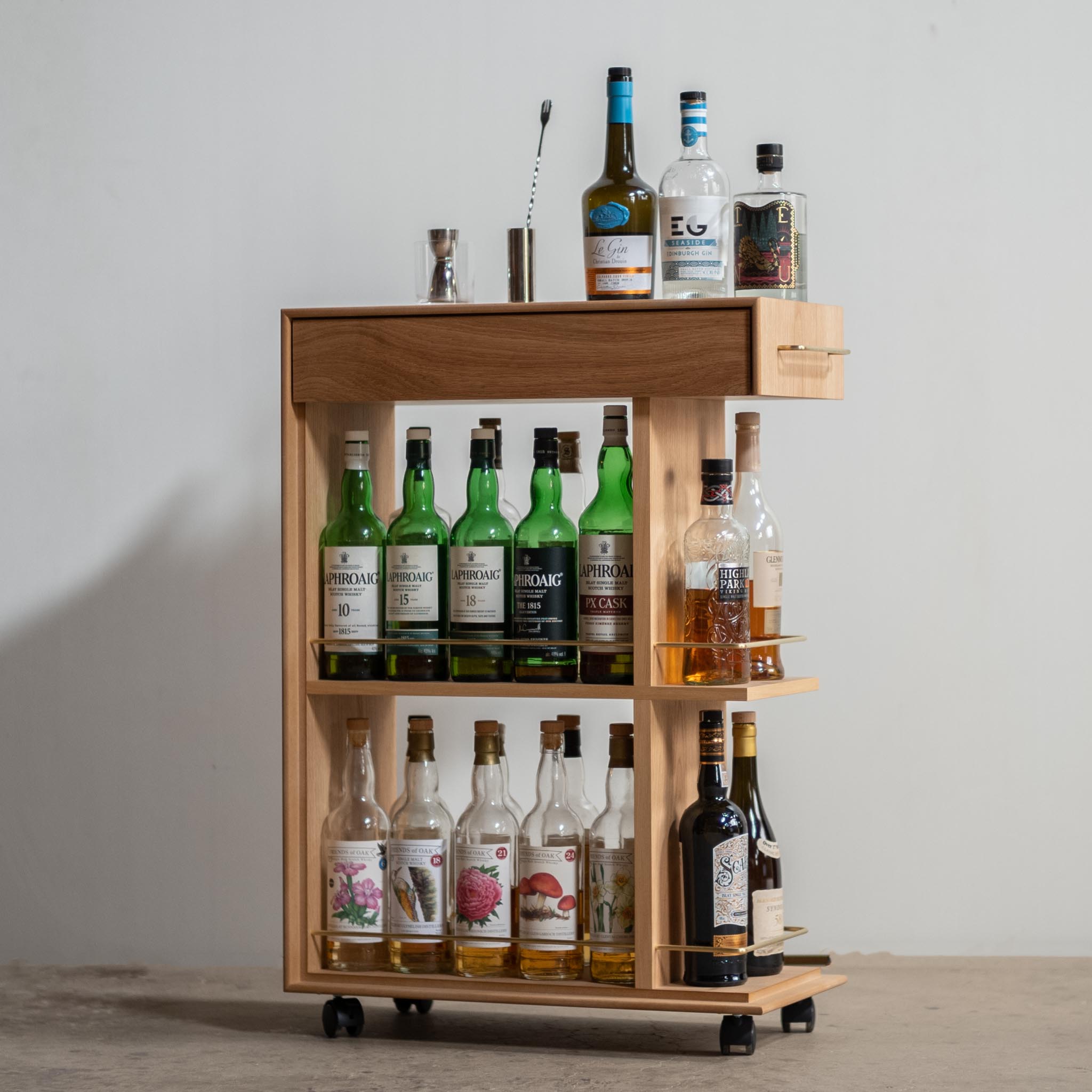 ウイスキーラック サイドバーワゴンタイプ 男前インテリア 1010
