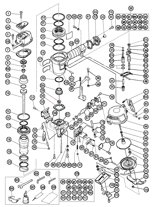 Hitachi Metabo NV45AB Coil Nailer | Partswarehouse