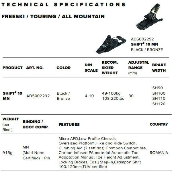 アトミック ビンディング SHIFT2 10 MN Blk-Brz ATOMIC シフト2 10 MN