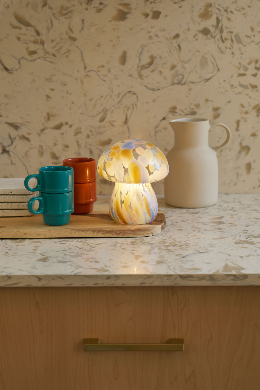 Glass Mushroom Table Lamp, Blue | Shop Humber