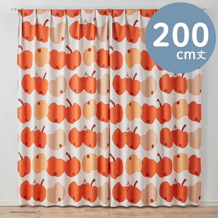 遮光カーテン200cm丈1枚（リンゴガブリ！/オレンジ）A1032＜取り寄せ品