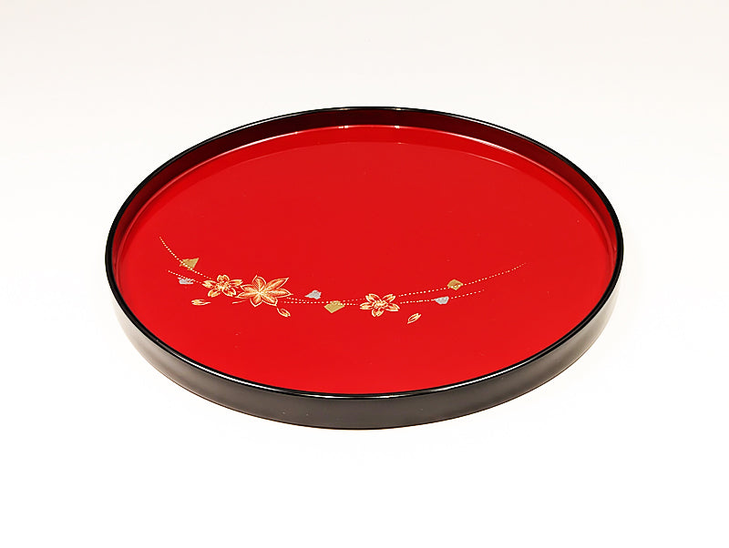 輪島塗 丸盆8.5寸 春秋 沈金（外黒内朱） – 漆陶舗あらき 輪島塗