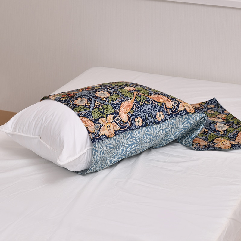 モリス ギャラリー ピローケース(（63×43cm枕用）90×45cm ネイビー