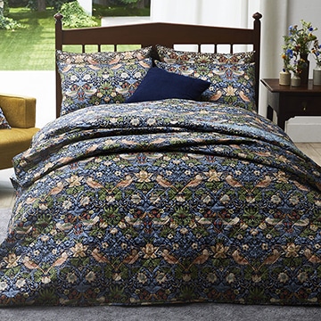 モリス ギャラリー ベッドスプレッド(（シングル）185×275cm ネイビー