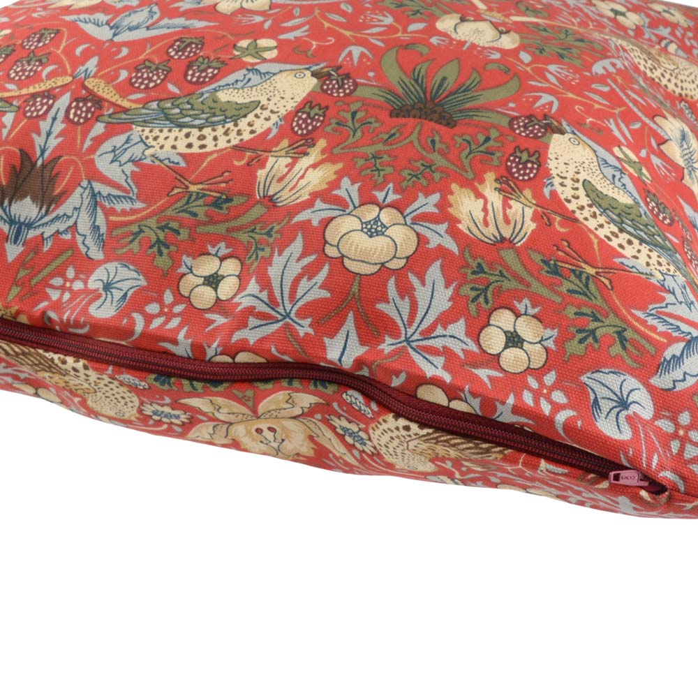 ウィリアムモリス クッションカバー Strawberry Thief Red - 英国雑貨