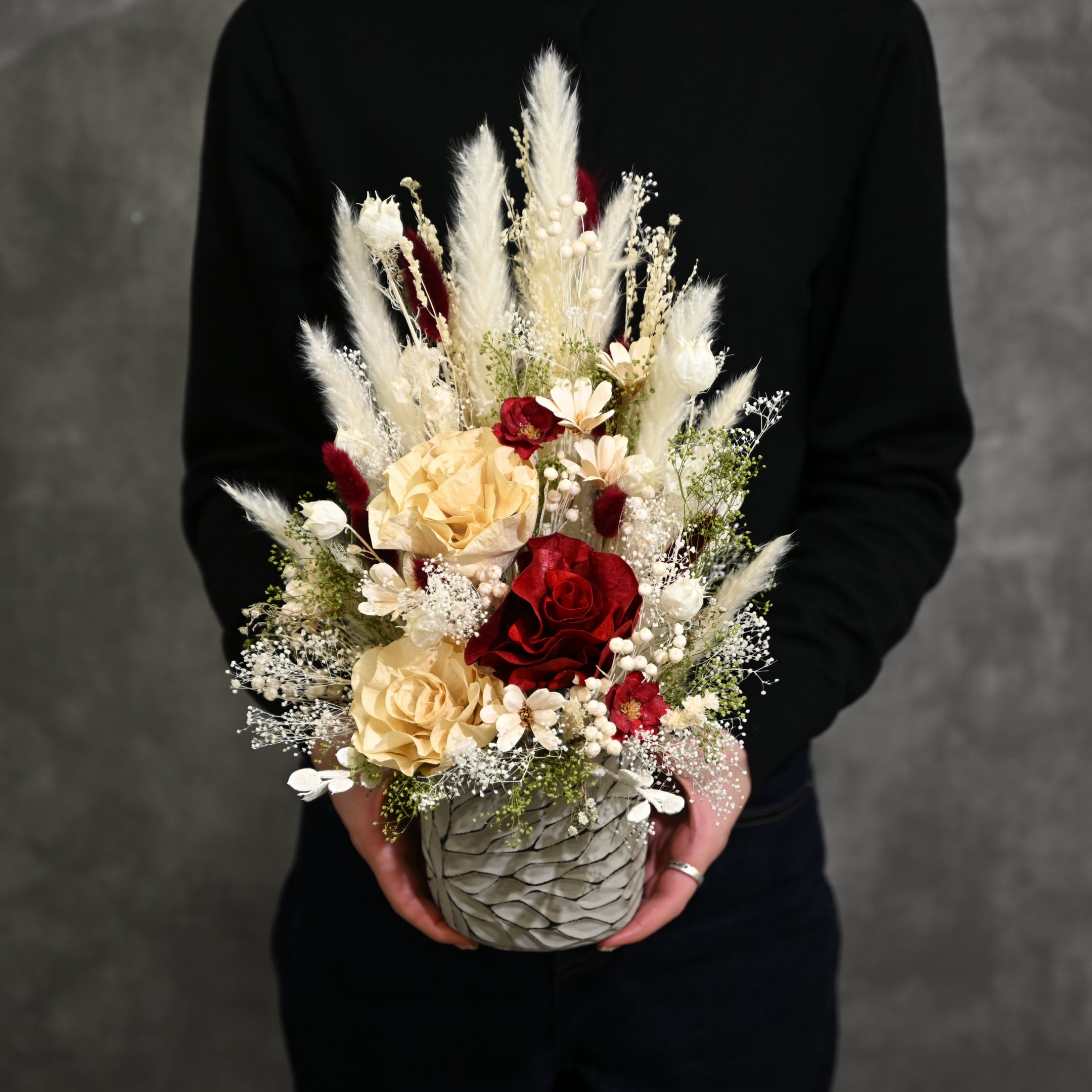 オーダーメイド 】置き型ドライフラワーアレンジ(祝花) Sサイズ