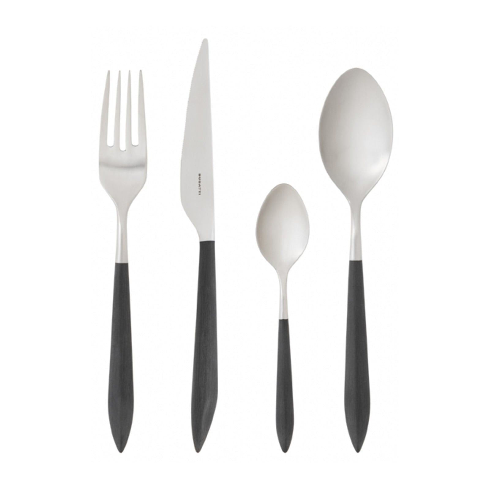 BUGATTI ブガッティ カトラリーセット 10本 ホワイト＆ブラック 公式> ブガッティ BUGATTI| アレス ブラック デザートフォーク
