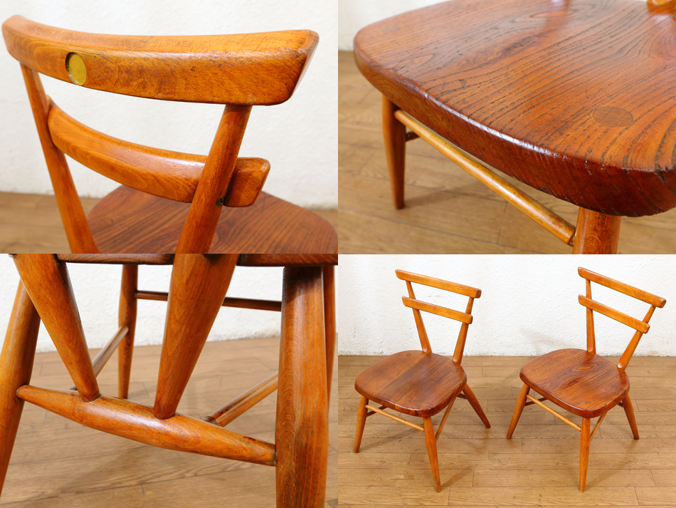 アーコールErcolスタッキングチェア イエロードット｜アンティーク家具