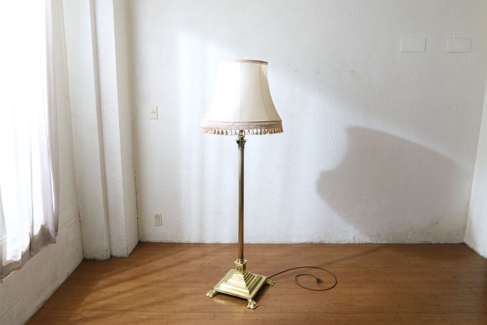 エドワーディアン アンティークブラス エクステンションフロアランプ