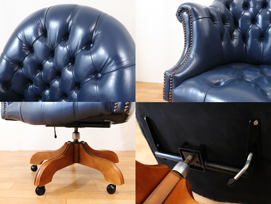 チェスターフィールド ロイヤルブルーレザー ディレクターズ