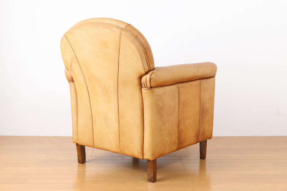 フレンチスタイル ヴィンテージナチュラルレザー クラブチェア