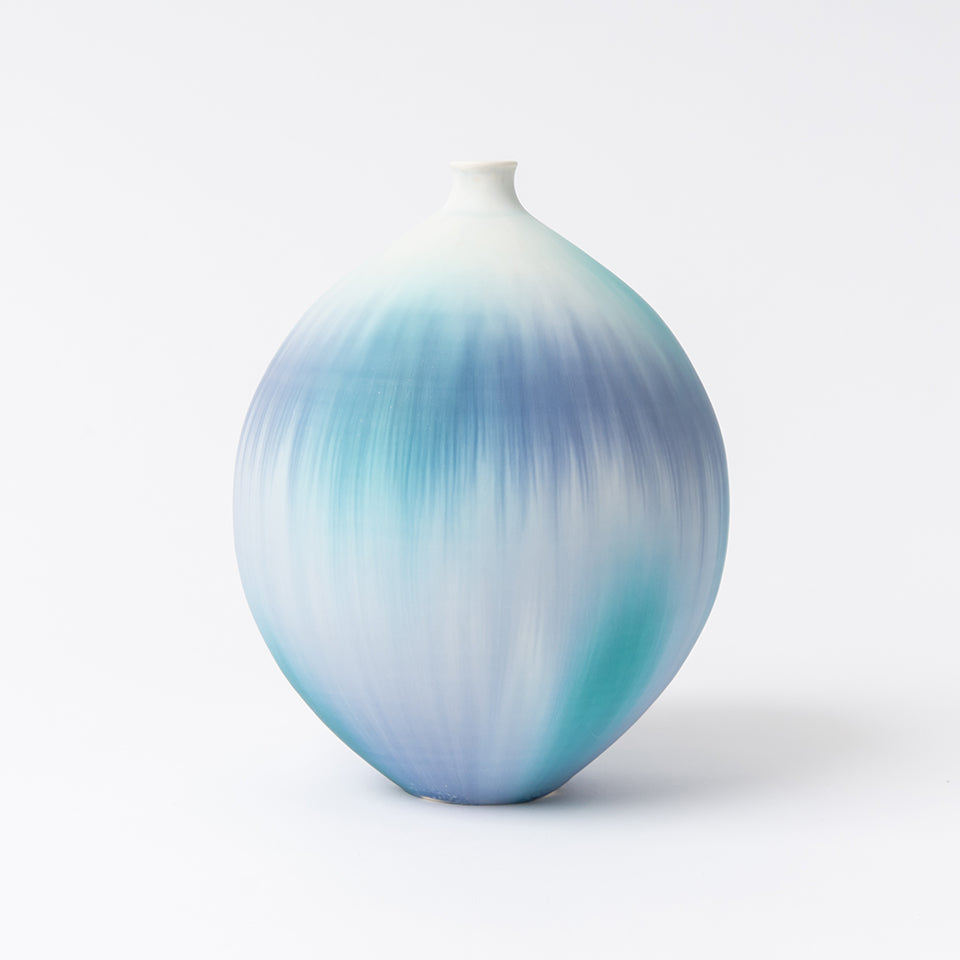 岩崎龍ニ 黄檗釉 壷 おうばくゆ 壺 花器 花瓶 花入 飾り壺 大型作品