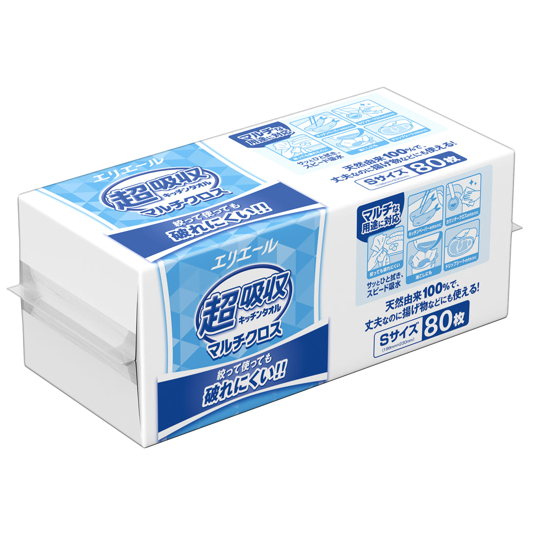 超吸収キッチンタオル マルチクロス Sサイズ 80枚 – エリエール