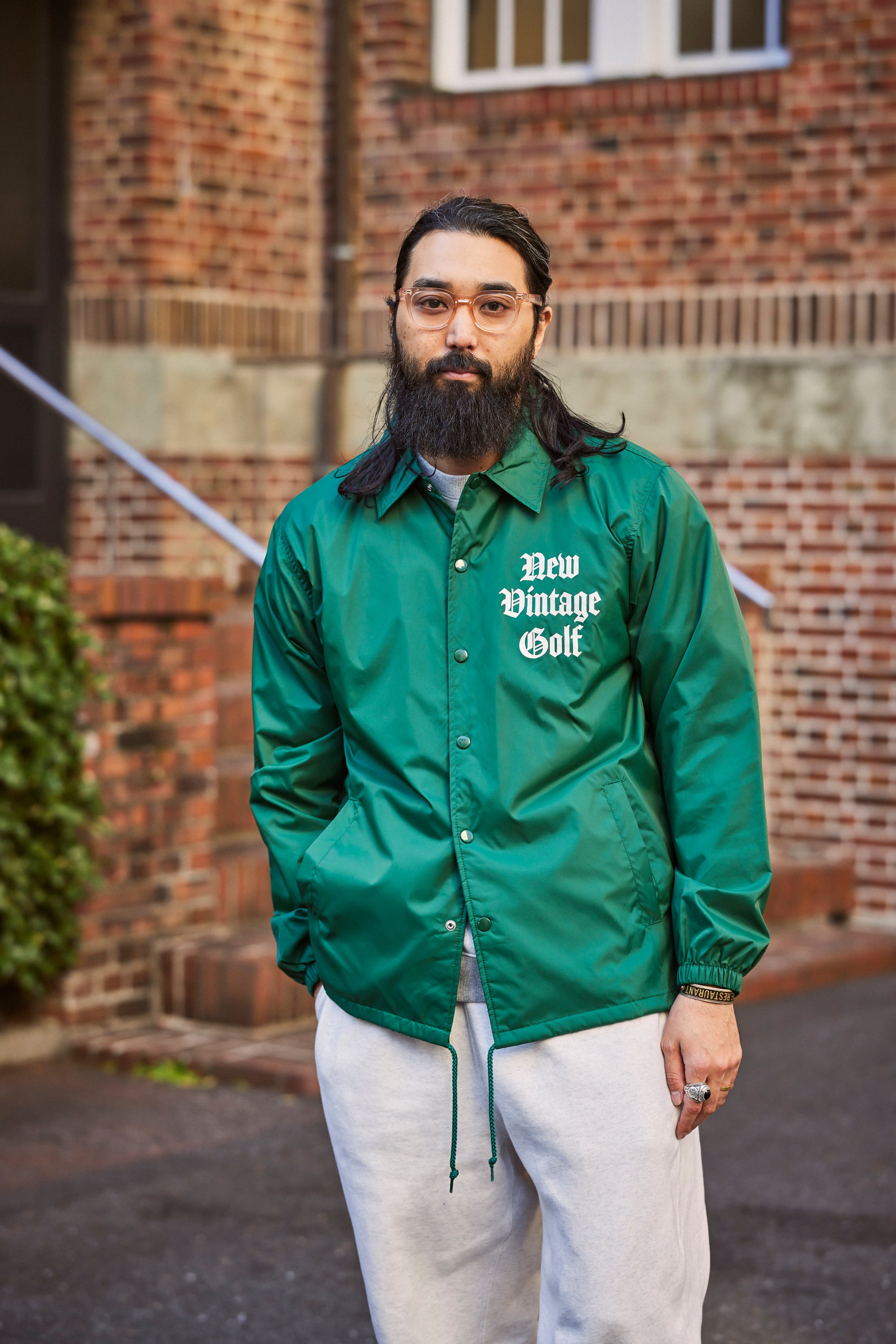 St.Andrews LINKS ゴルフブルゾン 刺繍ロゴ レトロ グリーン ポイント