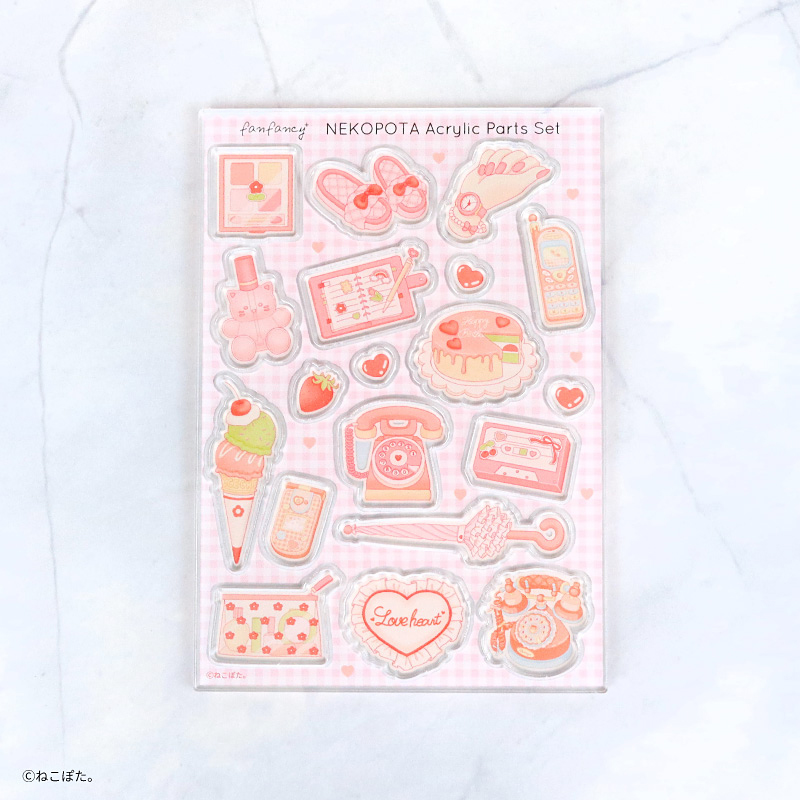 ねこぽた。×fanfancy+ アクリルパーツセット ピンク| FUKUYA ONLINE