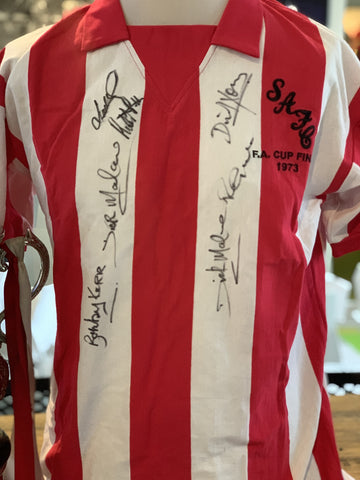 Sunderland 1973 Score Draw shirt signed by 7 players *L* – Fans