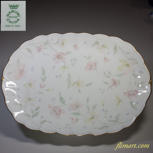 ナルミボーンチャイナ花柄オーバルプレート | ブランド洋食器