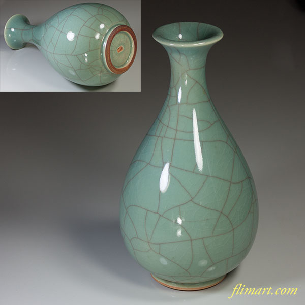 たち吉青磁紅貫入鶴首花瓶 | 和食器リサイクル通販専門店フリマート