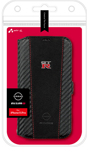 nismo GT-R iPhone15 Pro用 アルカンターラ カーボン調 手帳型ケース
