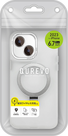 iPhone15 Plus用 磁気ワイヤレス充電対応 スタンドリング付き背面