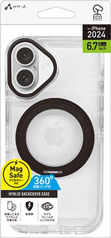 iPhone16 Plus用 MagSafe充電対応 スタンドリング付背面ケース | 株式