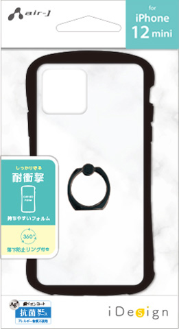 iPhone12 mini用 耐衝撃リング付きクリア背面ケース [抗菌仕様] | 株式