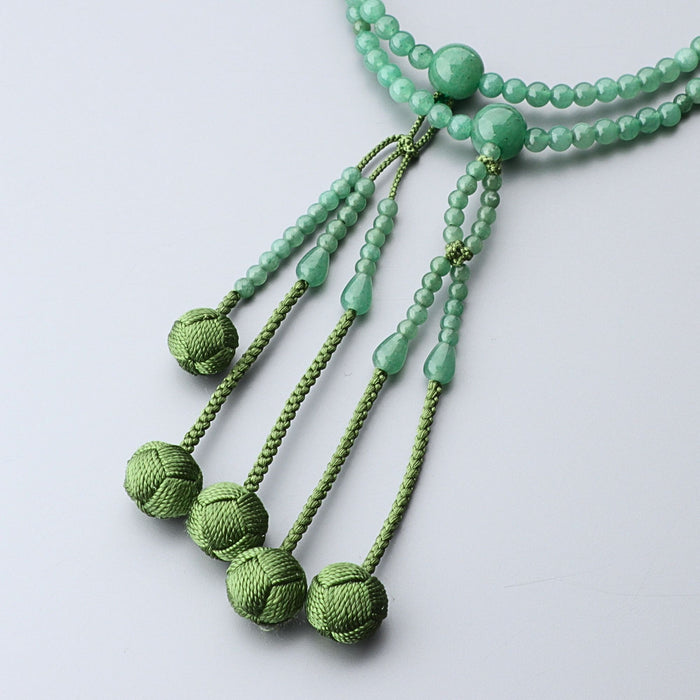 選べる数珠袋付き】数珠 日蓮宗 女性用 印度翡翠(アベンチュリン)八寸