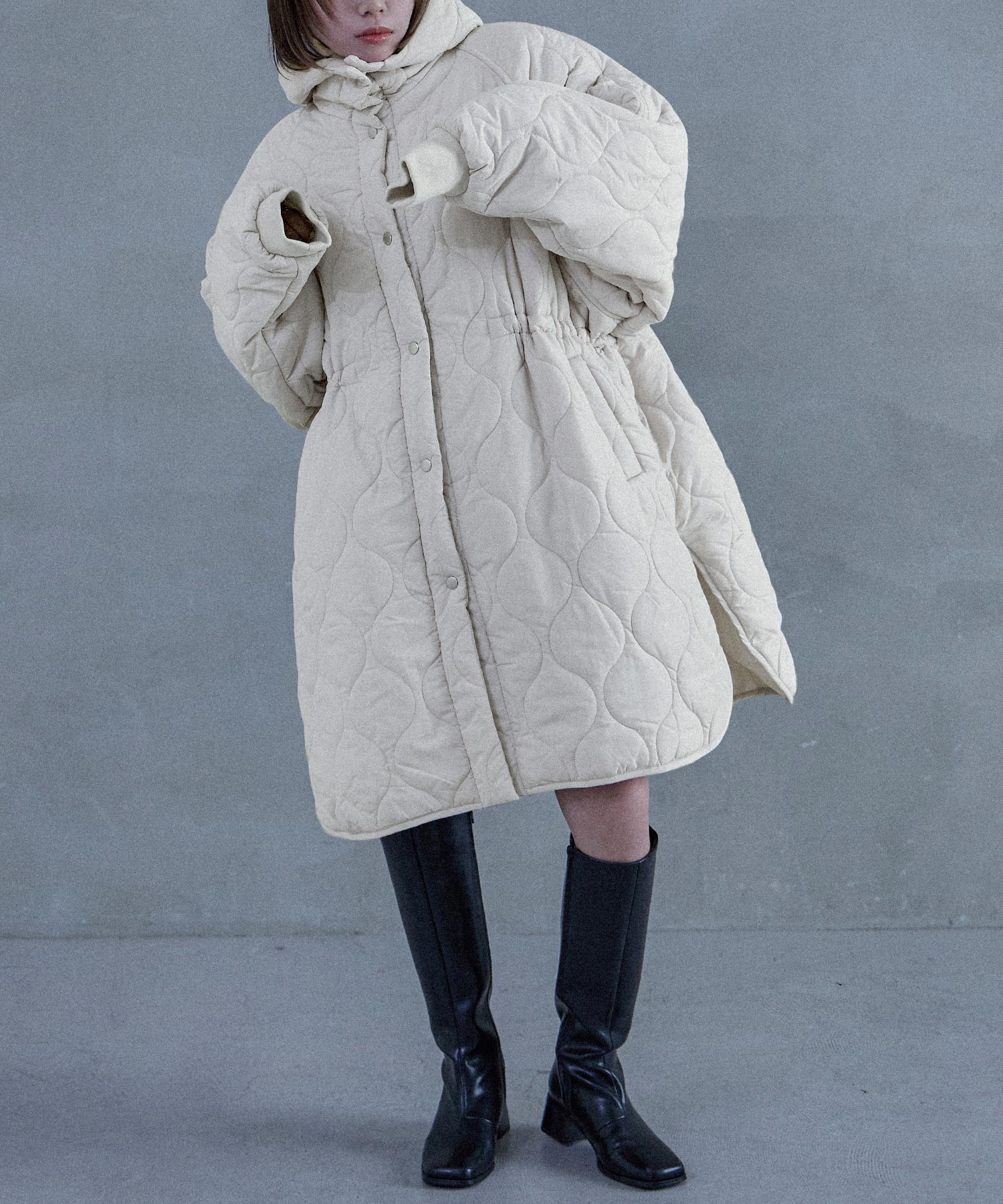 フード付き キルティングロングコート｜コート・ジャケット - Fashion