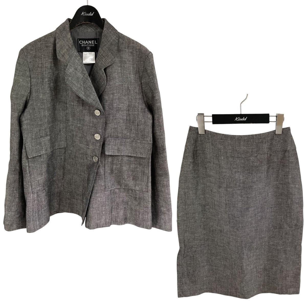 CHANEL(シャネル) リネンセットアップジャケット P11161 グレー サイズ