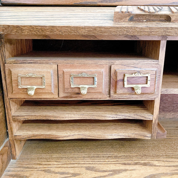 ロールアップデスク 鍵付き ロールトップ ライティングビューロー