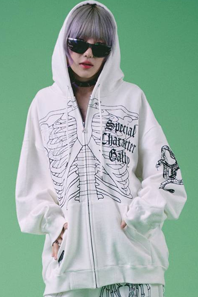 GALFY(ガルフィー) ドライボーンズパーカー - WHITE / ロック