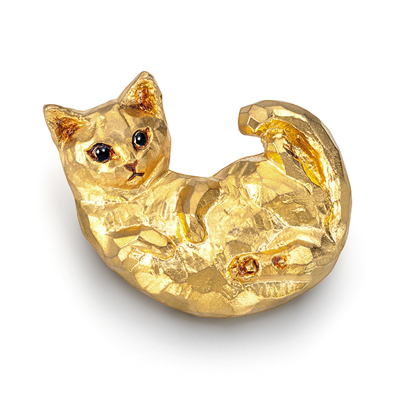 純金オブジェ 「ねこ」 ブローチ兼用 | 高品質 金・プラチナ