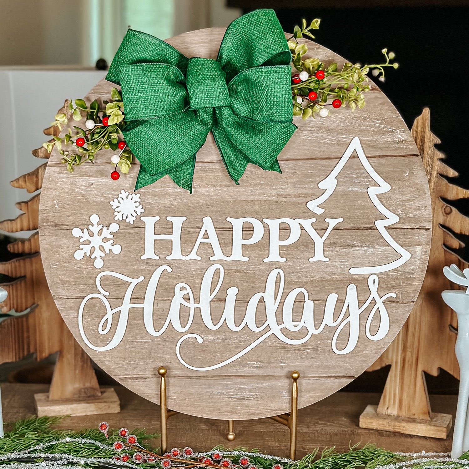 Rustic Happy Holidays Door Hanger – Glowforge Shop