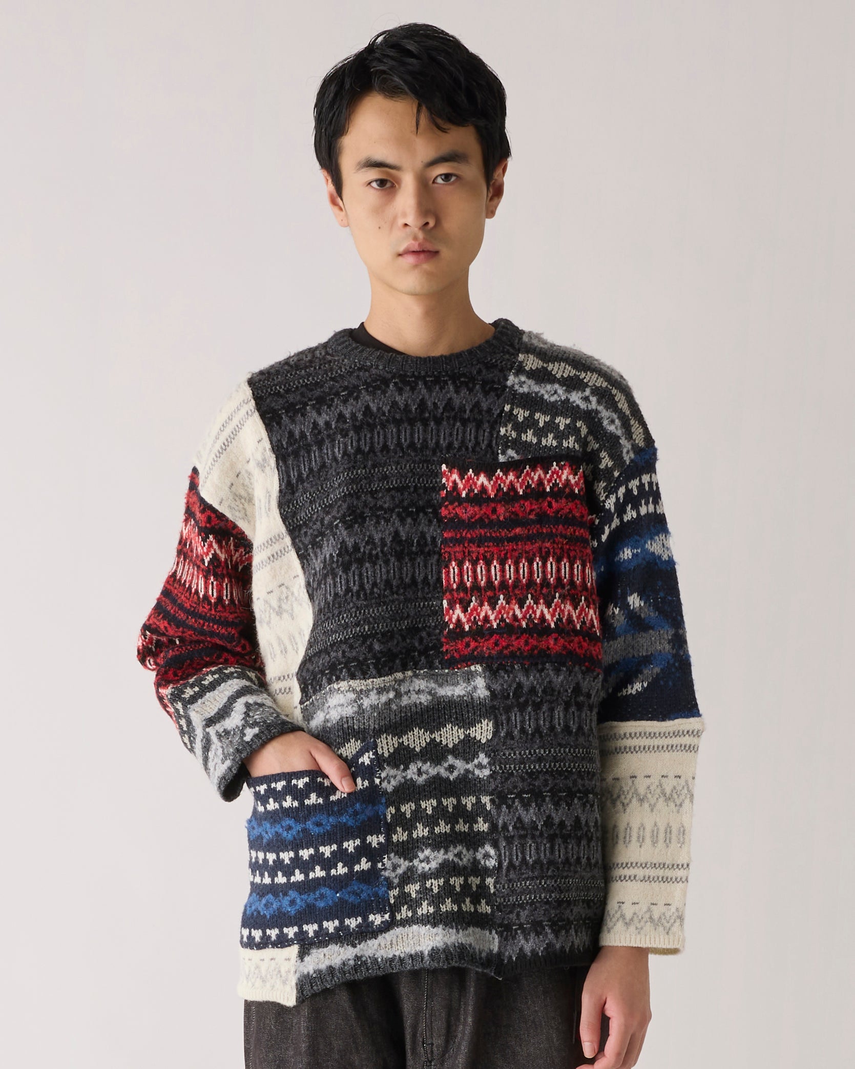 ホワイトマウンテニアリング】PATCHWORK PULLOVER KNIT – GQ SHOP