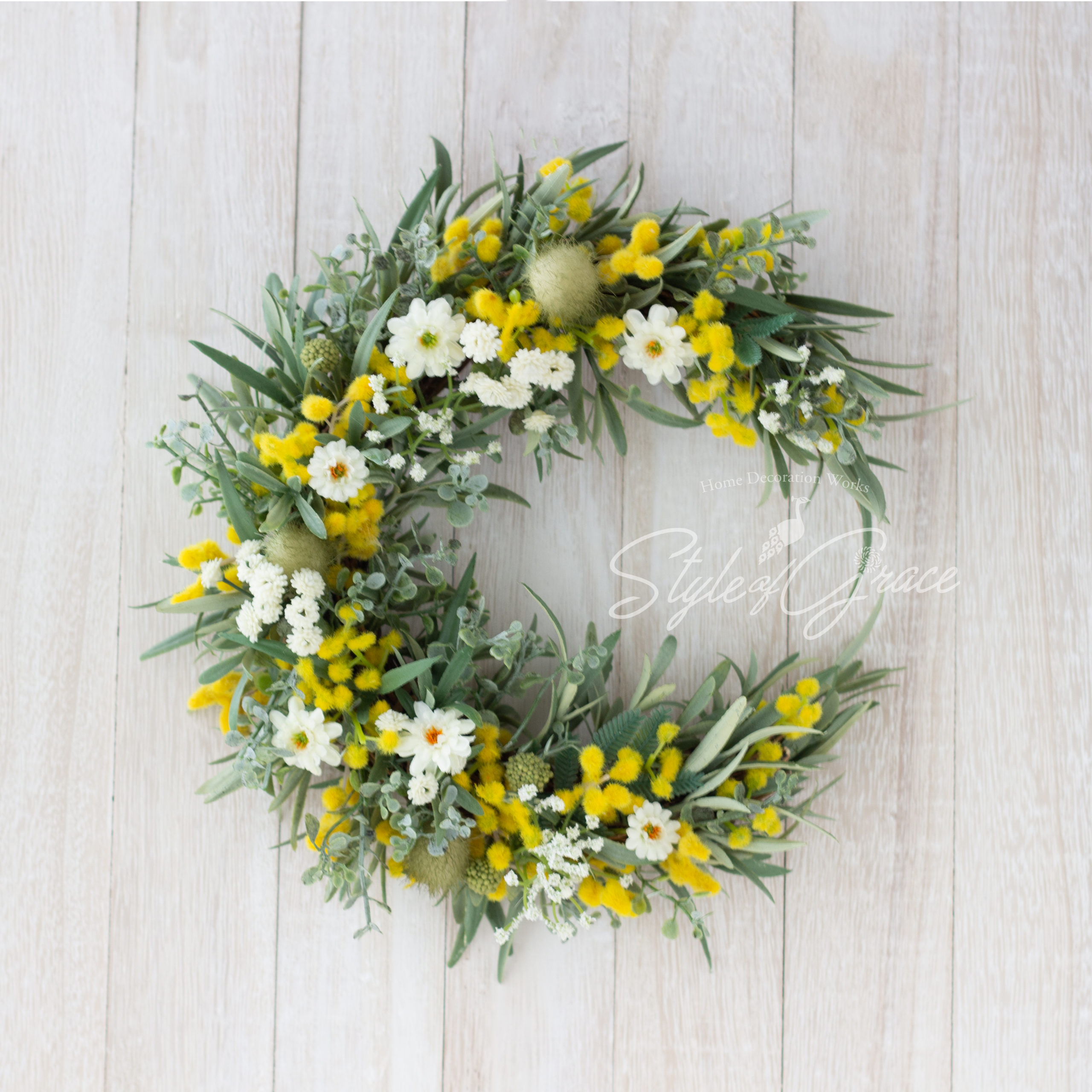 ミモザのナチュラル三日月リース - Style of Grace online shop