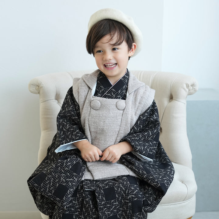 レンタル】七五三 3歳 着物 utatane 男の子 被布セット 子供 kids 三つ