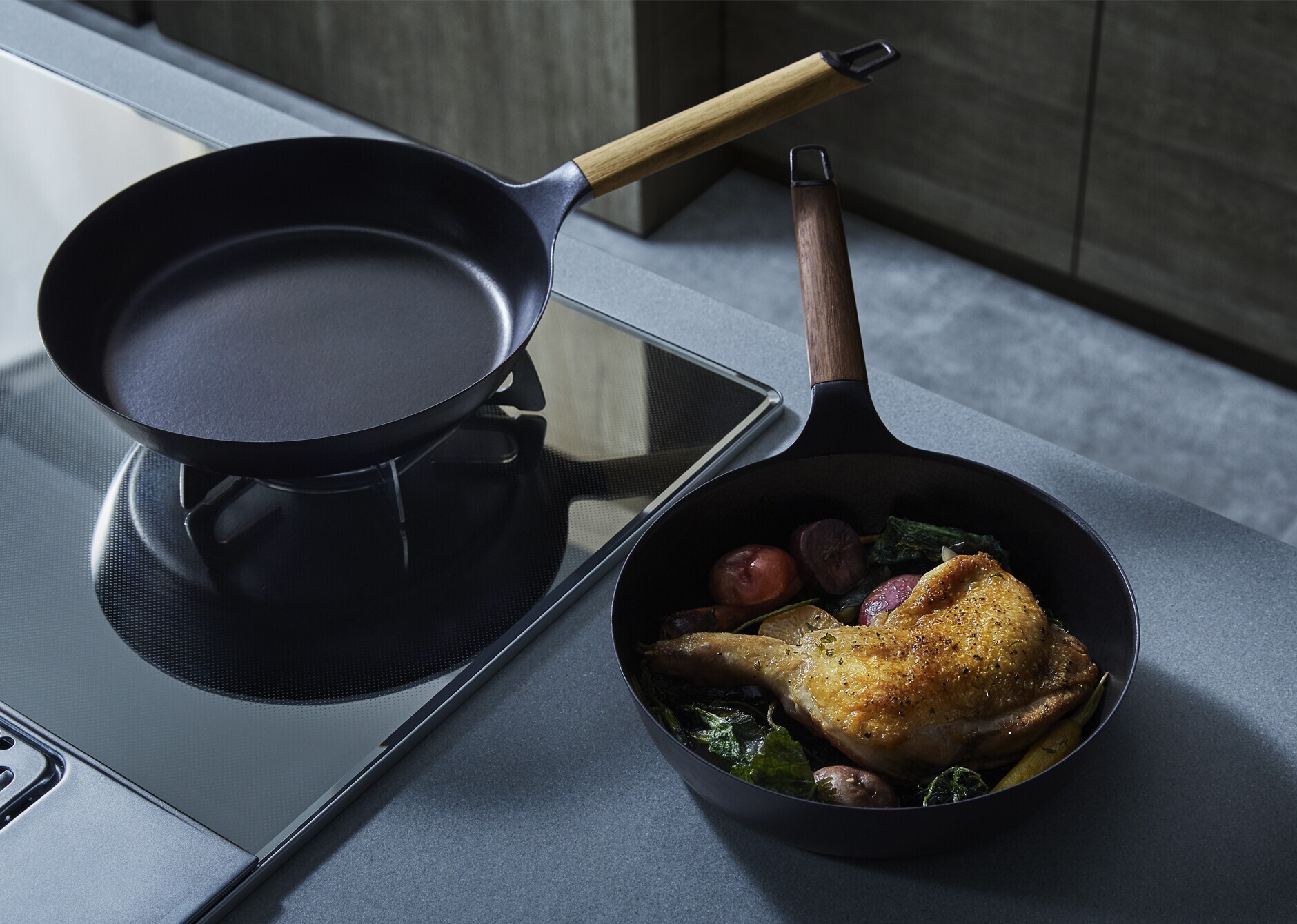 フライパン 20cm 【ガラスリッドセット】[オーク］ | バーミキュラ公式