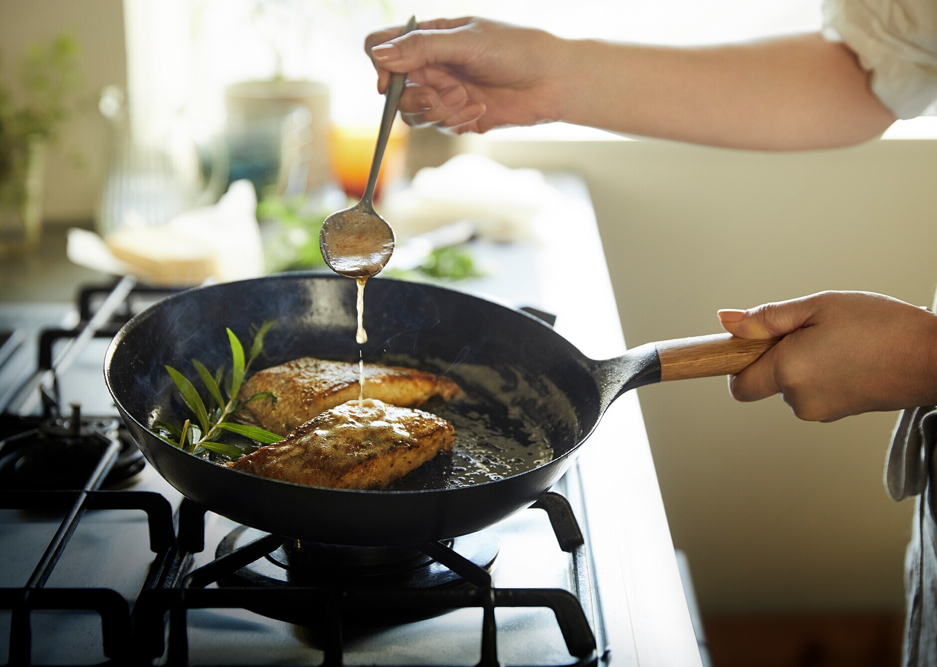 フライパン 26cm 【ガラスリッドセット】[ウォールナット