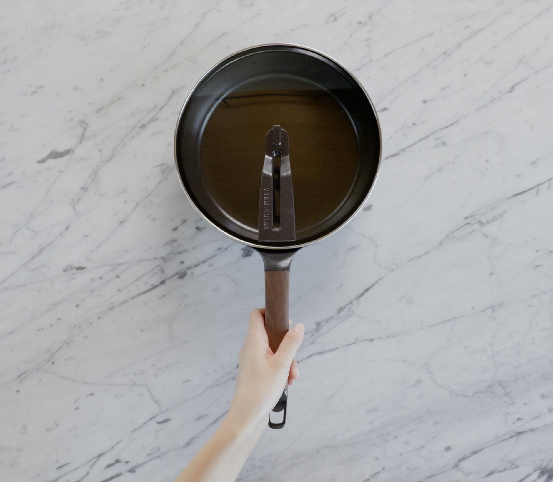 フライパン 24cm DEEP 【ガラスリッドセット】[ウォールナット