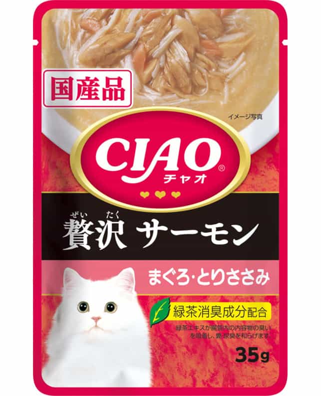 いなば CIAO パウチ贅沢 サーモン まぐろ・とりささみ 35g