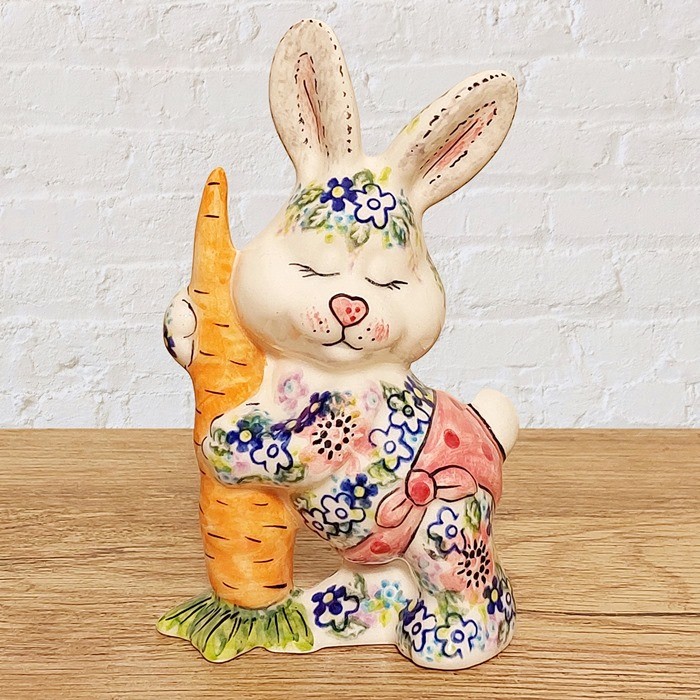 ポーリッシュポタリー VENA うさぎの置物 V609-A574 高さ14cm 長さ9cm