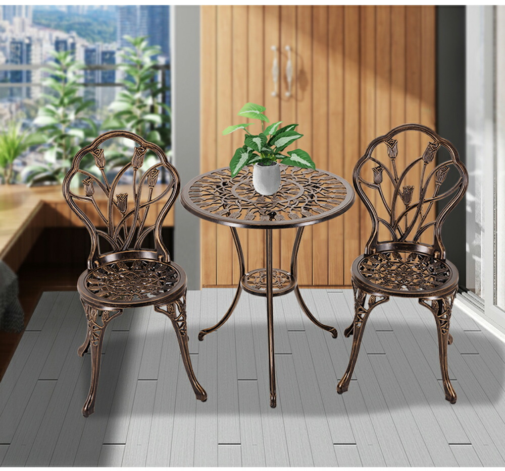 楽天市場】アルミ ガーデンテーブル チェア セット パラソル穴付き