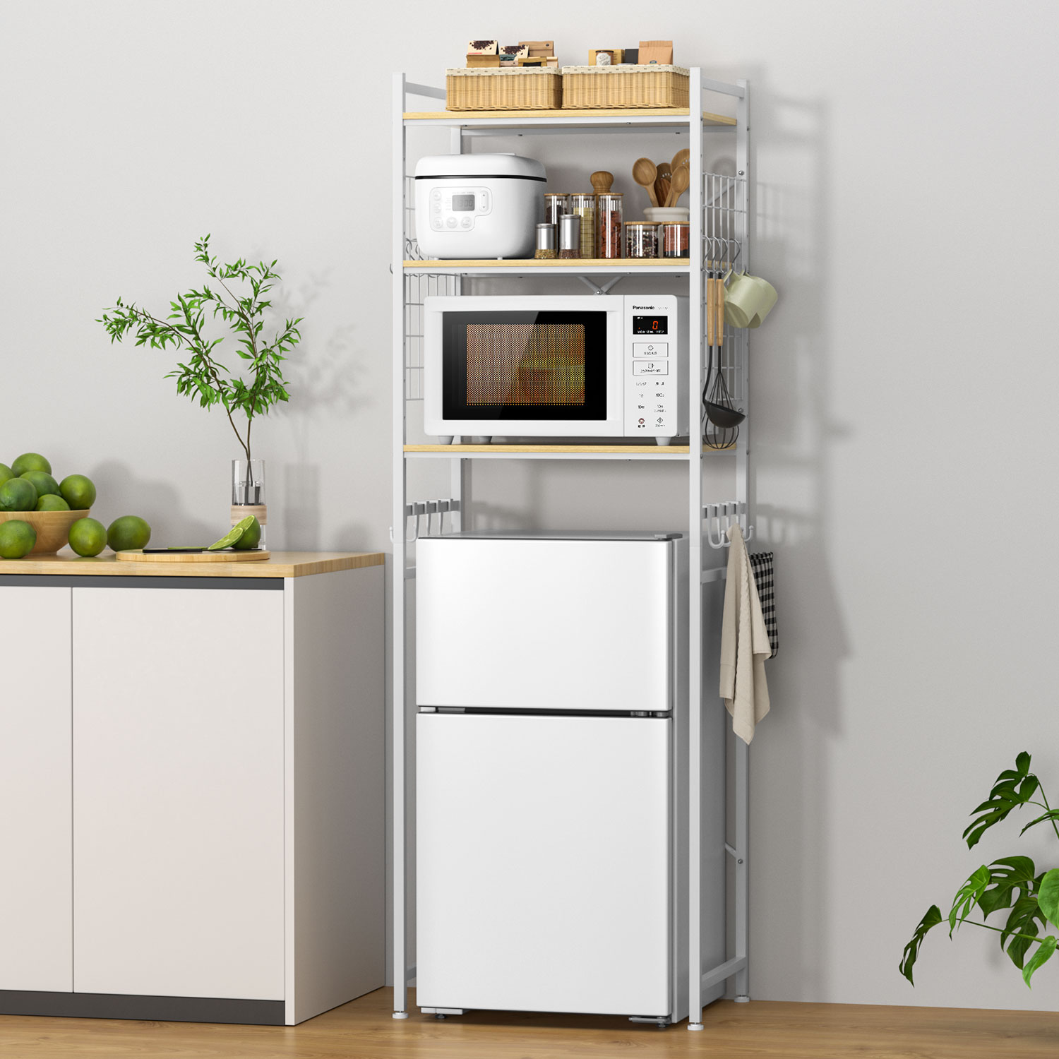 楽天市場】UTIMIU 冷蔵庫ラック 3段 レンジラック 幅60×奥行40×高さ