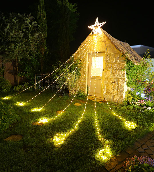 楽天市場】ドレープライト6mトップスター付 420球 白・青色LED