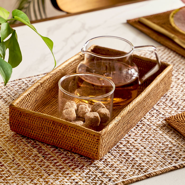 楽天市場】取っ手の付いたアタ製お盆トレーバスケット トレー トレイ