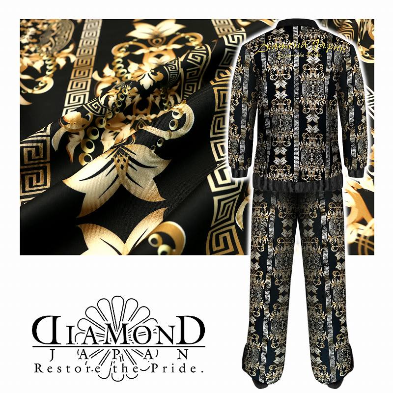 楽天市場】クロコ総柄 バロック柄 黒 金 長袖 セットアップ ジャージ