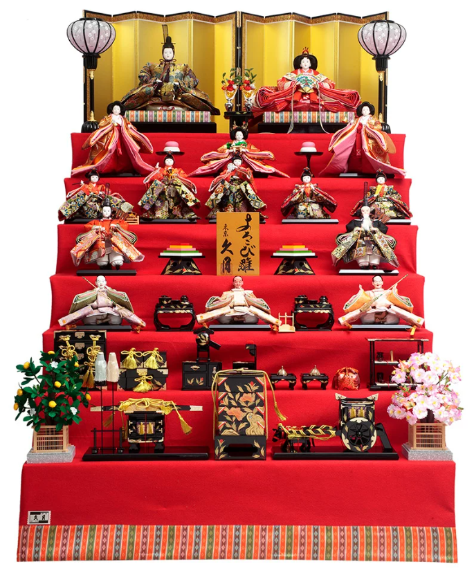 楽天市場】送料無料 東玉作 雛人形 大宮人 衣装着十七人揃い 緋毛氈