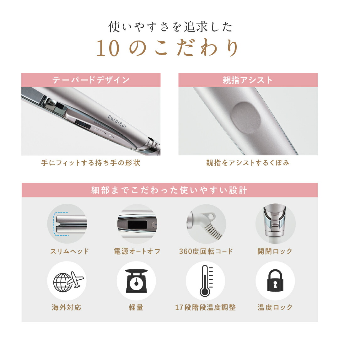 30日間全額保証／プリュスオー ケアレクト スムースケアアイロン 25mm